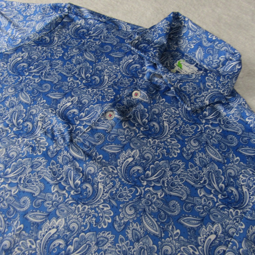TailorByrd Mens Medium Polo Blue Paisley Performance Golf Shirt